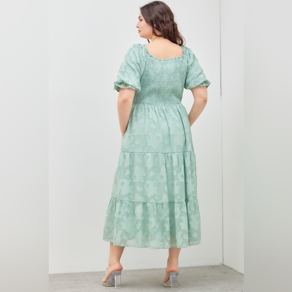 Polagram Midi Dress with Puffy Sleeve | size L - Picture 2 of 12